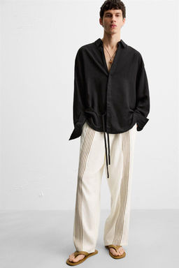 100% LINEN EMBROIDERED TROUSERS - Zara фото 5