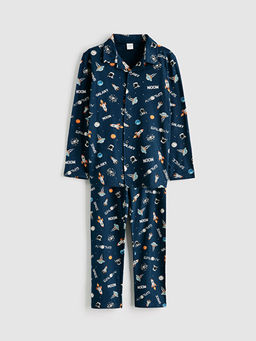 G?mlek Yaka Desenli Erkek ?ocuk Pijama Tak?m?