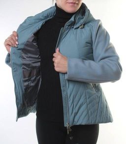 M-7036 GRAY/BLUE Куртка кашемировая женская (100 гр. синтепон) - Фабричный китай фото 9