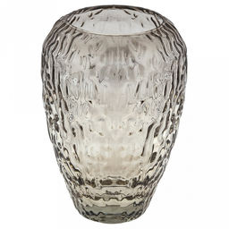 Ваза для цветов стеклянная "Линда" 1,7л, д14см, h20см, текстурная, малая, "Скандик", дымчатый (Россия)