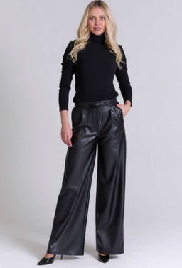 Широкие брюки из экокожи