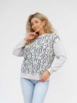 892 Свитшот "Светло-серый/буквы/зеленый"