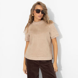 Водолазка из экозамши, Фирменное приветствие (песочная) - Charutti фото 6