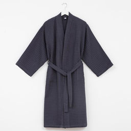 Халат вафельный женский удлинённый «Этель» Boho, размер 50-52, хлопок, 290 г/м², тёмно-серый