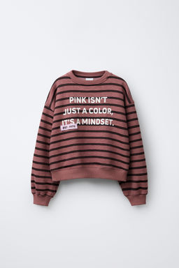 STRIPED SLOGAN SWEATSHIRT