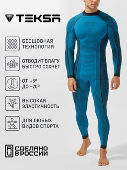 TEKSA Комплект мужской термокальсоны TLP 004 + термофуфайка TLS 004 blue-black