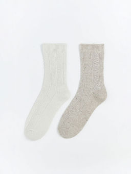 Kendinden Desenli Y?nl? Kad?n Soket ?orap 2li