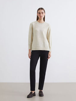 Bisiklet Yaka Ta?l? Kad?n Triko Kazak