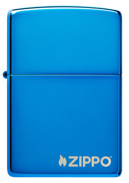 Зажигалка ZIPPO Логотип с синим глянцевым покрытием | Logo High Polish Blue 20446ZL  фото 2