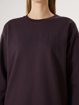 Bisiklet Yaka Bask?l? Kad?n Sweatshirt