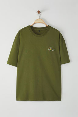 TRENDYOL MAN Mor Oversize/Genis Kesim Minimal Nak?sl? %100 Pamuklu T-Shirt TMNSS25TS00160 - Trendyolmilla фото 5