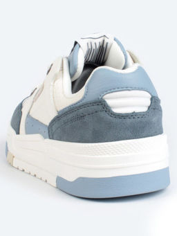 05-P232-5 WHITE/BLUE Кроссовки женские (натуральная замша, искусственная кожа)