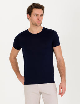 Темно-синяя облегающая базовая футболка - Cacharel фото 3