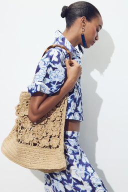 FLORAL BRAIDED TOTE BAG - Zara фото 3