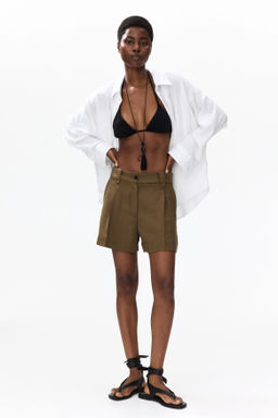 Pantal?n corto con pliegues - H&m фото 3