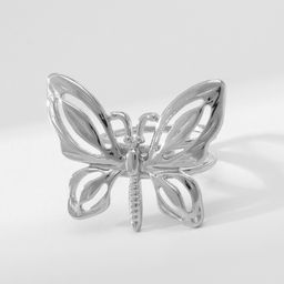 Кольцо металл Бабочка контур, цвет серебро, безразмерное