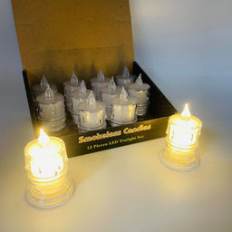 Новогодний декор Ночник - Свеча в подсвечнике 8 см (12 шт в уп)