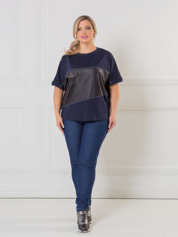 Блузка 1471 из вискозной ткани со вставкой из экокожи - Novita фото 6