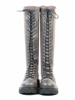 01-M06 GREY Ботинки демисезонные женские высокие (натуральная кожа, велюр, байка) - No name фото 7