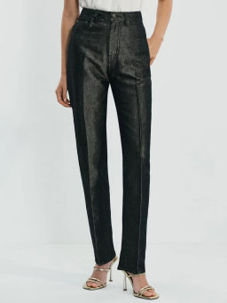 Джинсы зауженные PIPE-STRAIGHT с высокой посадкой с люрексовой нитью / Zarina