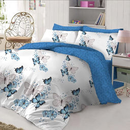 Простыня Евростандарт Бабочки модерн 240х220см, поплин Премиум Пакистан 125г/м2, хлопок 100%, упаковка классическая ПВХ 28х41см, Домашняя мода (Россия)