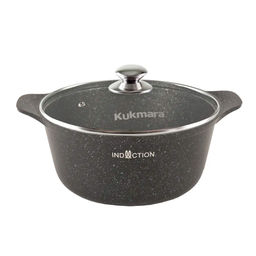 ЛА_АП_Кастрюля 4,0л со стекл. крышкой АП (темный мрамор) линия "Marble Induction арт. кмти43а Кукмор