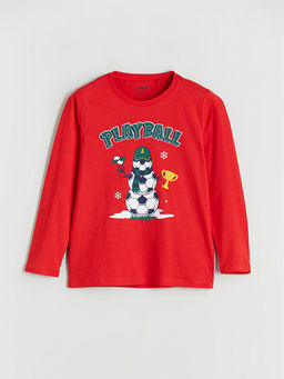 Bisiklet Yaka Bask?l? Erkek ?ocuk Pijama Tak?m?