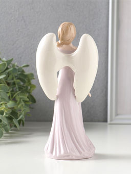 Сувенир керамика "Девушка-ангел в сиреневом платье с сердцем в руке" 8,4х6,3х18 см