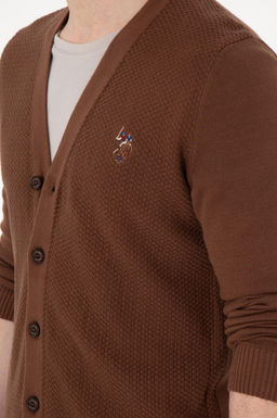 Мужской коричневый базовый трикотажный кардиган Неожиданная скидка в корзине - U.s. polo assn фото 7