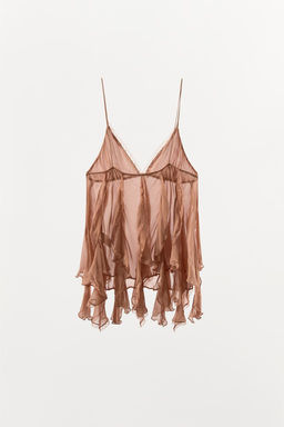 RUFFLED TOP WITH LACE TRIM - Zara фото 5