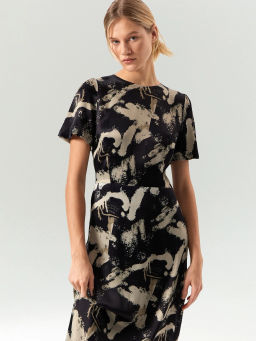 EMKA / Платье миди из 100% вискозы с принтом фото 3