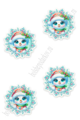 Кабошон-вырубка Снеговик 3,5*3,5 см (10 шт) SF-7342, №6 - Больше подарков фото 2