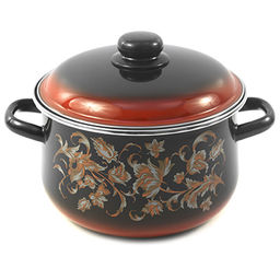 "Драгоценная" Кастрюля эмалированная 4л, д22см, h13см, коническая форма, металлическая крышка, черно-красный (Россия)