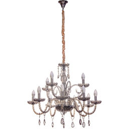 Люстра подвесная в стиле барокко "Alfa Mobili" 12*40Вт Е14 ZF-8206-8+4 со стеклянными основаниями