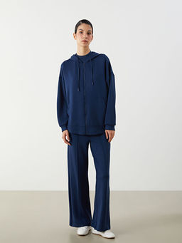 Oversize Modal Kar???ml? Kad?n Fermuarl? Sweatshirt