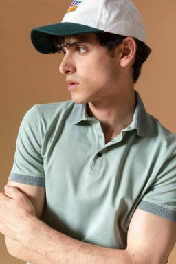 Slim Fit Dar Kesim K?sa Kollu Basic Duz Polo Tisort