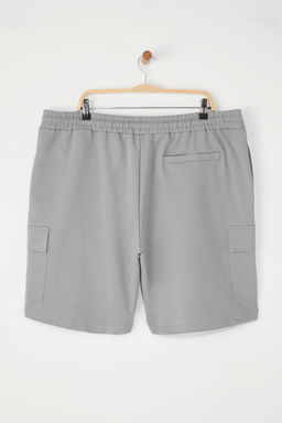 TRENDYOL MAN Buyuk Beden Gri Oversize/Genis Kesim Gizli Kordon Lastik Bel Kargo Cep Etiketli Sort TMNSS25AP00005 - Trendyolmilla фото 5