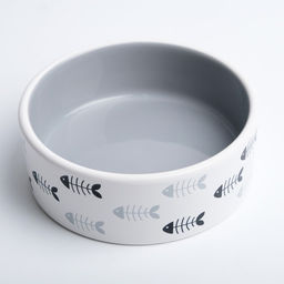Миска керамическая Рыбные косточки 300 мл 12,5 x 4,5 cм, серо-белая - Пижон фото 2
