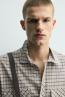 CAMISA RELAXED FIT CUADROS / Crudo / Negro - Zara фото 6