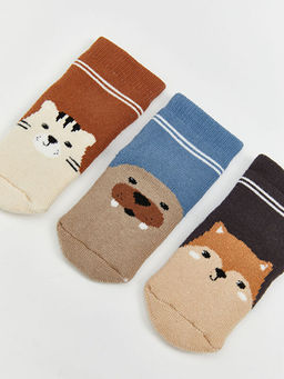 Desenli Erkek Bebek Patik ?orap 3l?