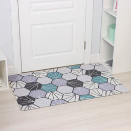 Коврик придверный Доляна «Грани», грязезащитный, вырезной, 80×120 см, серо-зелёный