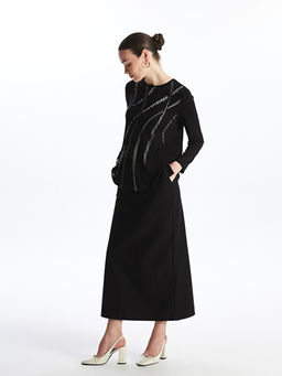 Kad?n Beli Lastikli D?z Jean Etek