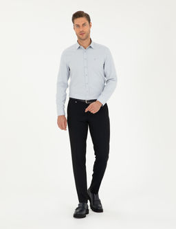 Gri Oxford Slim Fit Uzun Kollu G_mlek