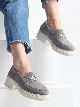 Лоферы туфли 173.1453be.Серый замок замша