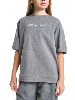 Футболка с принтом 22-7613 светло-серый меланж - Mini maxi фото 12