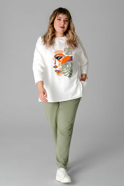 Арт. 2376 Костюм с брюками женский 52-60 (5 шт) Цвет:молочный, полынь - Калинка фото 8