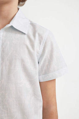 Рубашка с короткими рукавами и воротником-поло для мальчика - Defacto фото 4