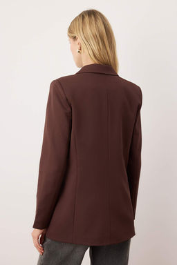 Kahverengi Regular Astarl? Kruvaze Kapama Dokuma Blazer Ceket TWOSS20CE0059