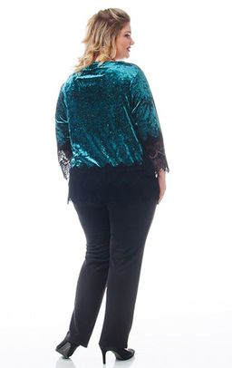 Блуза из мягкого трикотажного бархата с отделкой из изысканного бархатного гипюра - Ckc collections фото 3