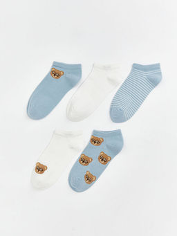 Ay? Bask?l? Kad?n Patik ?orap 5li